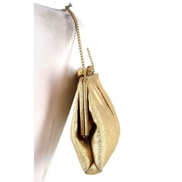 VINTAGE After Five GOLD BROCADE FRAME CHAIN HANDLE SATCHEL HANDBAG CLUTCH PURSE - Picture 3 of 12